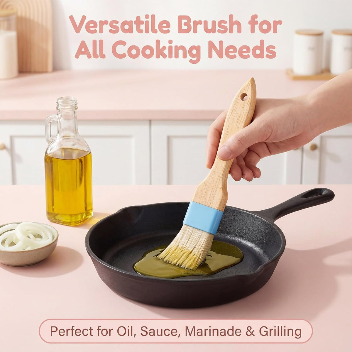 Food Brushes Heat Resistant Wooden Handle Pastry Brushes for Baking BBQ Brush Pastry Basting Brush for Cooking Butter Egg Wash Glazing Oil Sauce (1/1.5-2PCS)