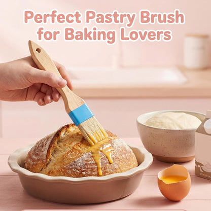 Food Brushes Heat Resistant Wooden Handle Pastry Brushes for Baking BBQ Brush Pastry Basting Brush for Cooking Butter Egg Wash Glazing Oil Sauce (1/1.5-2PCS)