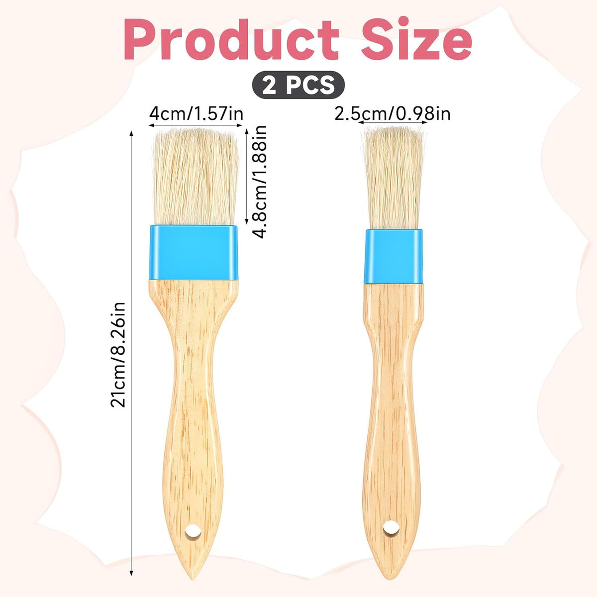 Food Brushes Heat Resistant Wooden Handle Pastry Brushes for Baking BBQ Brush Pastry Basting Brush for Cooking Butter Egg Wash Glazing Oil Sauce (1/1.5-2PCS)