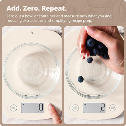Food Scale, Slim & Compact Build, 1g Precision (Ash Gray)