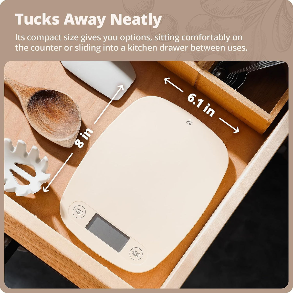Food Scale, Slim & Compact Build, 1g Precision (Ash Gray)