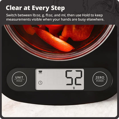 Food Scale, Slim & Compact Build, 1g Precision (Ash Gray)