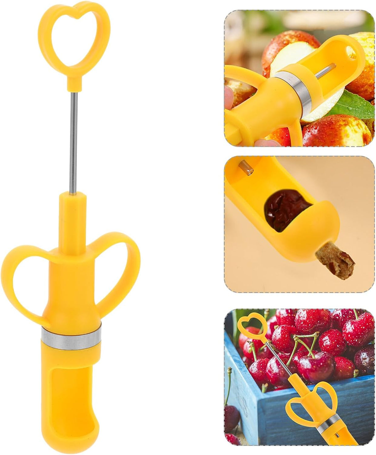 Yellow Handheld Cherry Pitter Xmas Portable PP Pit Remover Tool