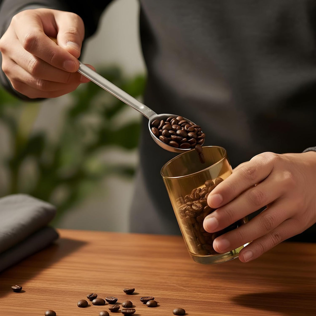 Double Sided Measuring Spoon, Stainless Steel Coffee Measuring Tablespoon 1 Tsp (5ml) & 1 Tbsp (15ml) Dual-Measure Long-Handle Spoons for Tea Sugar Coffee Baking Precise Measurements(Gold)
