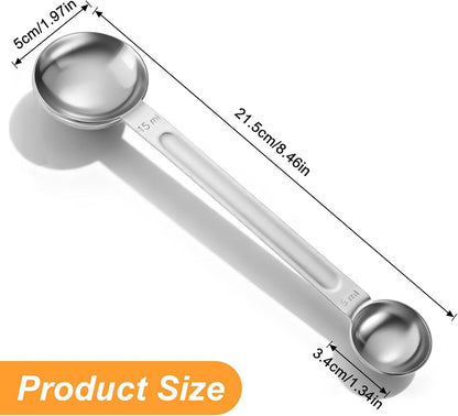 Double Sided Measuring Spoon, Stainless Steel Coffee Measuring Tablespoon 1 Tsp (5ml) & 1 Tbsp (15ml) Dual-Measure Long-Handle Spoons for Tea Sugar Coffee Baking Precise Measurements(Gold)