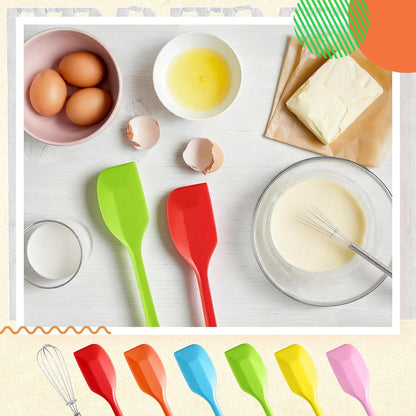 24 Set Small Wire Whisk and Silicone Spatula Set Bulk for Cooking 7 Inch Mini Whisks Spatula Non Stick Flexible Kitchen Baking Tool Cookware for Cooking Party Favors Gift Supplies