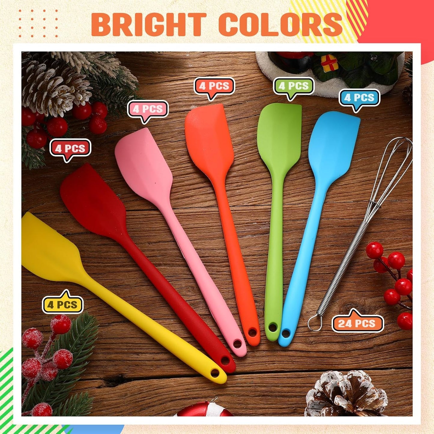 24 Set Small Wire Whisk and Silicone Spatula Set Bulk for Cooking 7 Inch Mini Whisks Spatula Non Stick Flexible Kitchen Baking Tool Cookware for Cooking Party Favors Gift Supplies