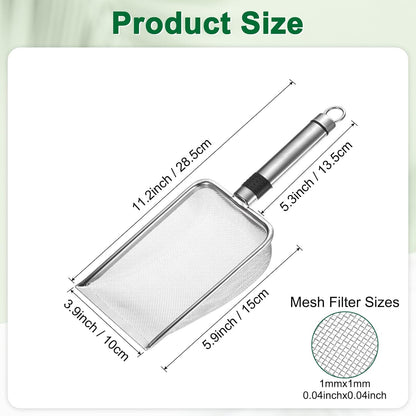 1-Pack Gardening Soil Sifter, 1 mm Mesh Stainless Steel Sand Soil Compost Sieve with Stainless Steel Handle for Sand/Dirt/Rock Compost [Silver Tone]