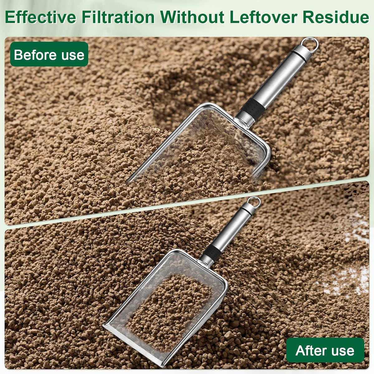 1-Pack Gardening Soil Sifter, 1 mm Mesh Stainless Steel Sand Soil Compost Sieve with Stainless Steel Handle for Sand/Dirt/Rock Compost [Silver Tone]