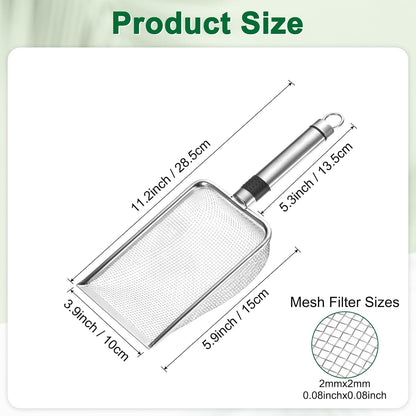 1-Pack Gardening Soil Sifter, 1 mm Mesh Stainless Steel Sand Soil Compost Sieve with Stainless Steel Handle for Sand/Dirt/Rock Compost [Silver Tone]
