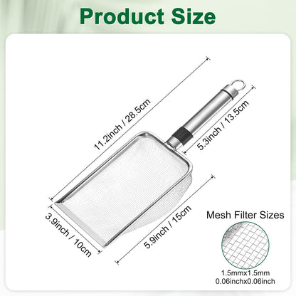 1-Pack Gardening Soil Sifter, 1 mm Mesh Stainless Steel Sand Soil Compost Sieve with Stainless Steel Handle for Sand/Dirt/Rock Compost [Silver Tone]