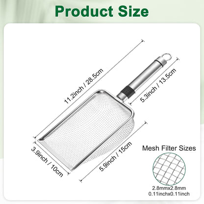 1-Pack Gardening Soil Sifter, 1 mm Mesh Stainless Steel Sand Soil Compost Sieve with Stainless Steel Handle for Sand/Dirt/Rock Compost [Silver Tone]