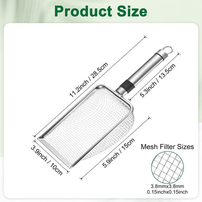 1-Pack Gardening Soil Sifter, 1 mm Mesh Stainless Steel Sand Soil Compost Sieve with Stainless Steel Handle for Sand/Dirt/Rock Compost [Silver Tone]