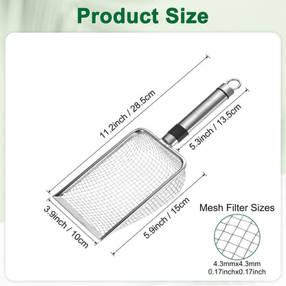 1-Pack Gardening Soil Sifter, 1 mm Mesh Stainless Steel Sand Soil Compost Sieve with Stainless Steel Handle for Sand/Dirt/Rock Compost [Silver Tone]