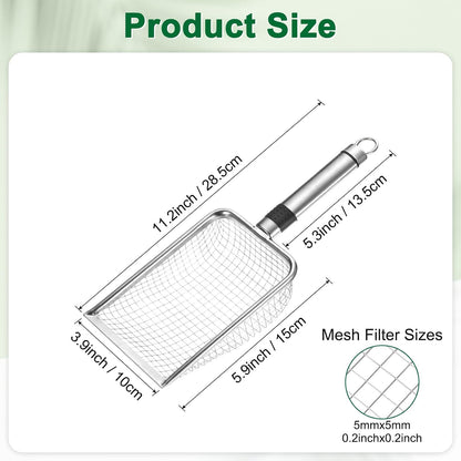 1-Pack Gardening Soil Sifter, 1 mm Mesh Stainless Steel Sand Soil Compost Sieve with Stainless Steel Handle for Sand/Dirt/Rock Compost [Silver Tone]