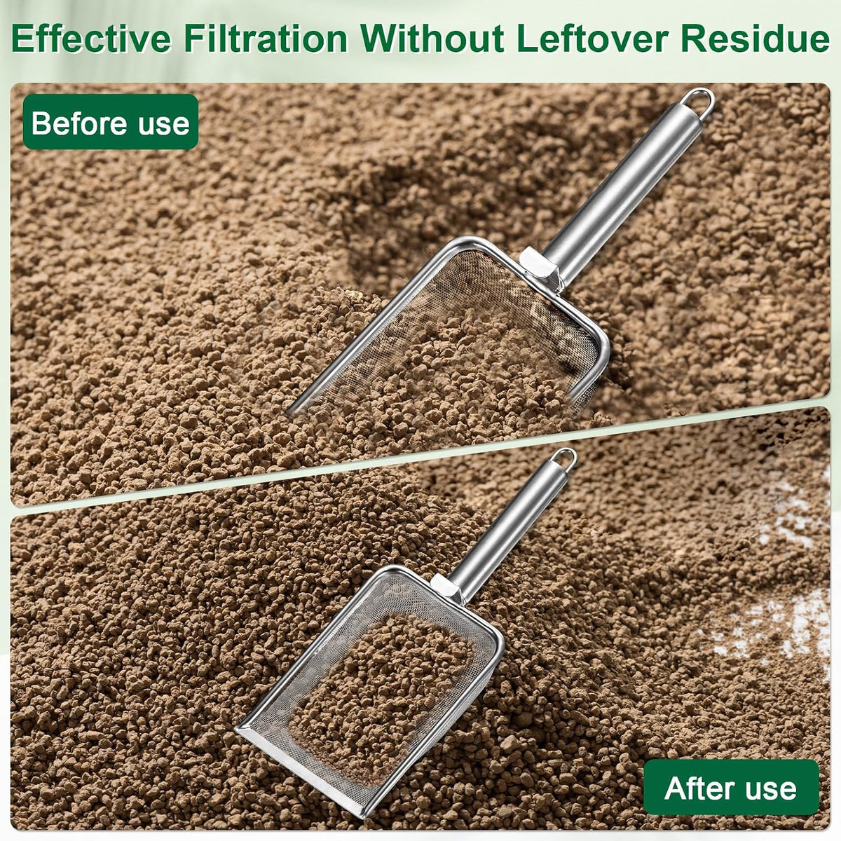 1-Pack Gardening Soil Sifter, 1 mm Mesh Stainless Steel Sand Soil Compost Sieve with Stainless Steel Handle for Sand/Dirt/Rock Compost [Silver Tone]