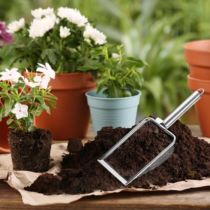 1-Pack Gardening Soil Sifter, 1 mm Mesh Stainless Steel Sand Soil Compost Sieve with Stainless Steel Handle for Sand/Dirt/Rock Compost [Silver Tone]