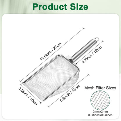 1-Pack Gardening Soil Sifter, 1 mm Mesh Stainless Steel Sand Soil Compost Sieve with Stainless Steel Handle for Sand/Dirt/Rock Compost [Silver Tone]