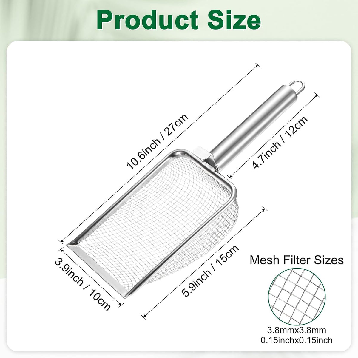 1-Pack Gardening Soil Sifter, 1 mm Mesh Stainless Steel Sand Soil Compost Sieve with Stainless Steel Handle for Sand/Dirt/Rock Compost [Silver Tone]