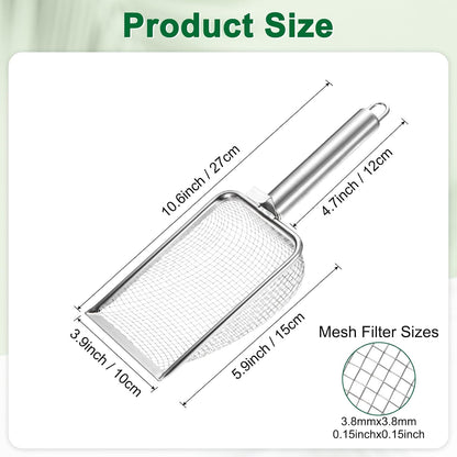 1-Pack Gardening Soil Sifter, 1 mm Mesh Stainless Steel Sand Soil Compost Sieve with Stainless Steel Handle for Sand/Dirt/Rock Compost [Silver Tone]