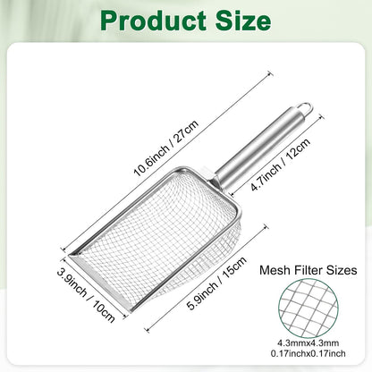 1-Pack Gardening Soil Sifter, 1 mm Mesh Stainless Steel Sand Soil Compost Sieve with Stainless Steel Handle for Sand/Dirt/Rock Compost [Silver Tone]