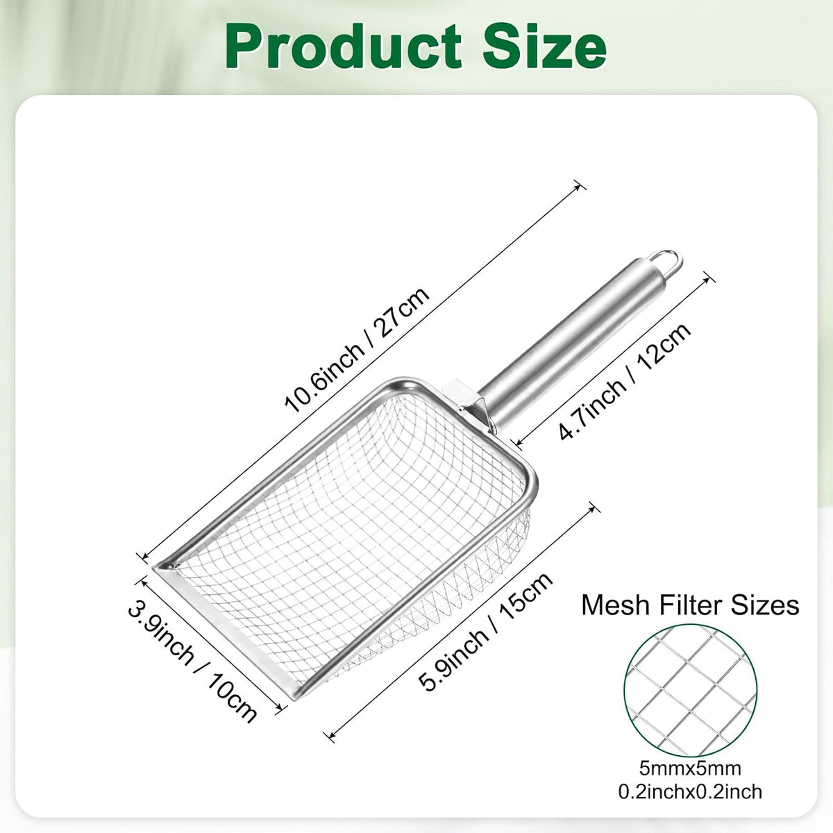 1-Pack Gardening Soil Sifter, 1 mm Mesh Stainless Steel Sand Soil Compost Sieve with Stainless Steel Handle for Sand/Dirt/Rock Compost [Silver Tone]