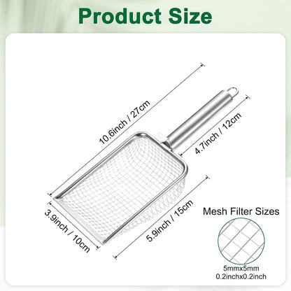 1-Pack Gardening Soil Sifter, 1 mm Mesh Stainless Steel Sand Soil Compost Sieve with Stainless Steel Handle for Sand/Dirt/Rock Compost [Silver Tone]