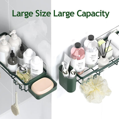 NESOMI 7-Pack Shower Caddy Adhesive,Stainless Steel Shower Organizer Shelf | Rustproof, with Soap Dish Toothbrush Holder, Large Capacity, No-Drill Rack Bathroom Storage Accessories, 24 Hooks, Home Decor