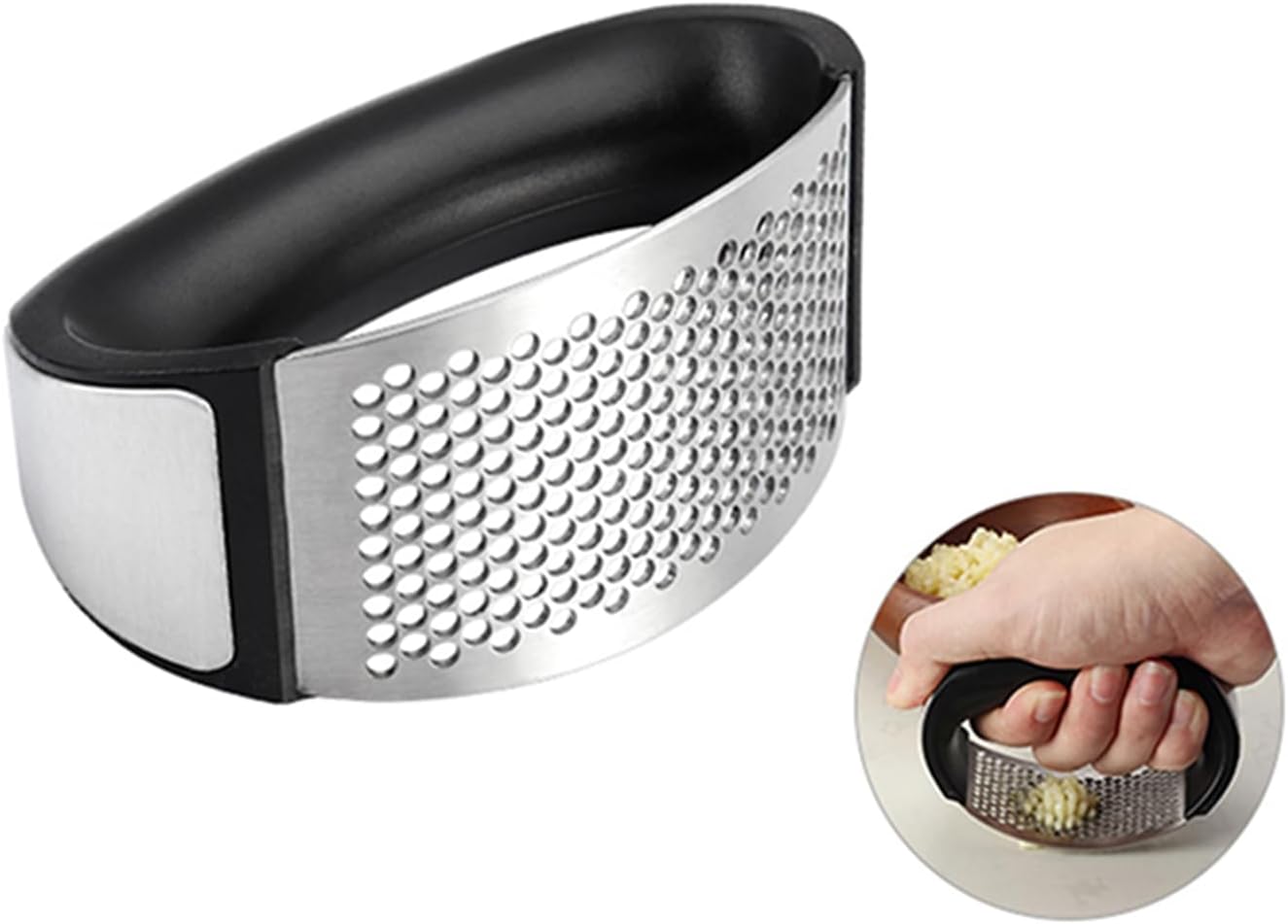 Garlic Press Rocker, Stainless Steel Garlic Crusher & Mincer Tool | Stainless steel garlic rocker press, ergonomic mincer tool for fast crushing garlic with easy cleaning design