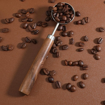 Vintage Coffee Measuring Spoon, Stainless Steel Coffee Scoop with Walnut Handle