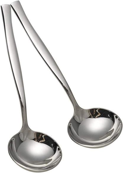 Idotry 2-Piece Stainless Steel Gravy Soup Spoon, Small Gravy Ladle Soup | polished mirror finish, ergonomic handle, easy to clean, ideal for sauces