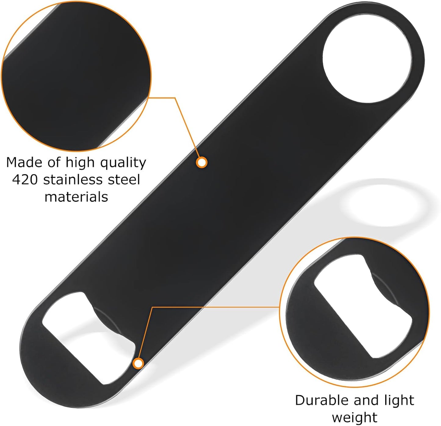 20 Pack Flat Bottle Opener - 7 Inch Stainless Steel Bottle Openers | Bulk Black Beer Bottle Opener Bartender for Kitchen Bar or Restaurant