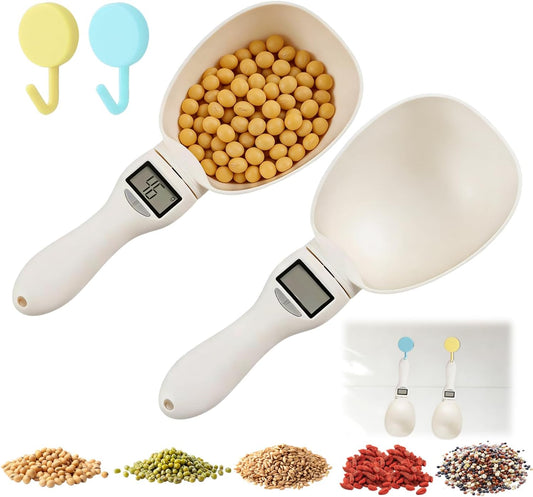 2PCS Digital Measuring Spoon Scale, Adjustable Electronic Measuring Spoon with 2PCS Hooks, Digital Kitchen Scale Spoon with Removable Handle, for Cooking, Baking, Pet Food, Daily Meals