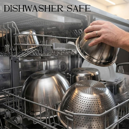 Mixing Bowls with Lids Set, Stainless Steel Mixing Bowl with Colander
