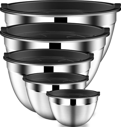 Mixing Bowls with Lids Set, Stainless Steel Mixing Bowl with Colander