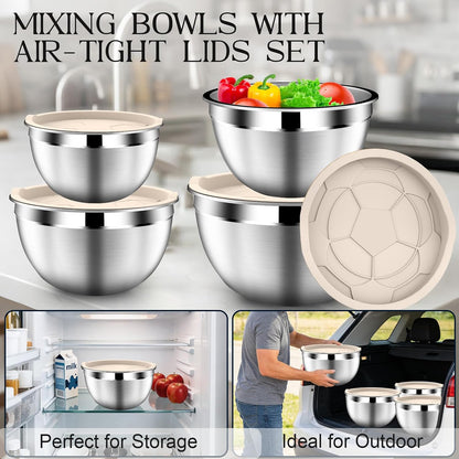 Mixing Bowls with Lids Set, Stainless Steel Mixing Bowl with Colander