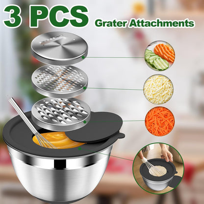 Mixing Bowls with Lids Set, Stainless Steel Mixing Bowl with Colander