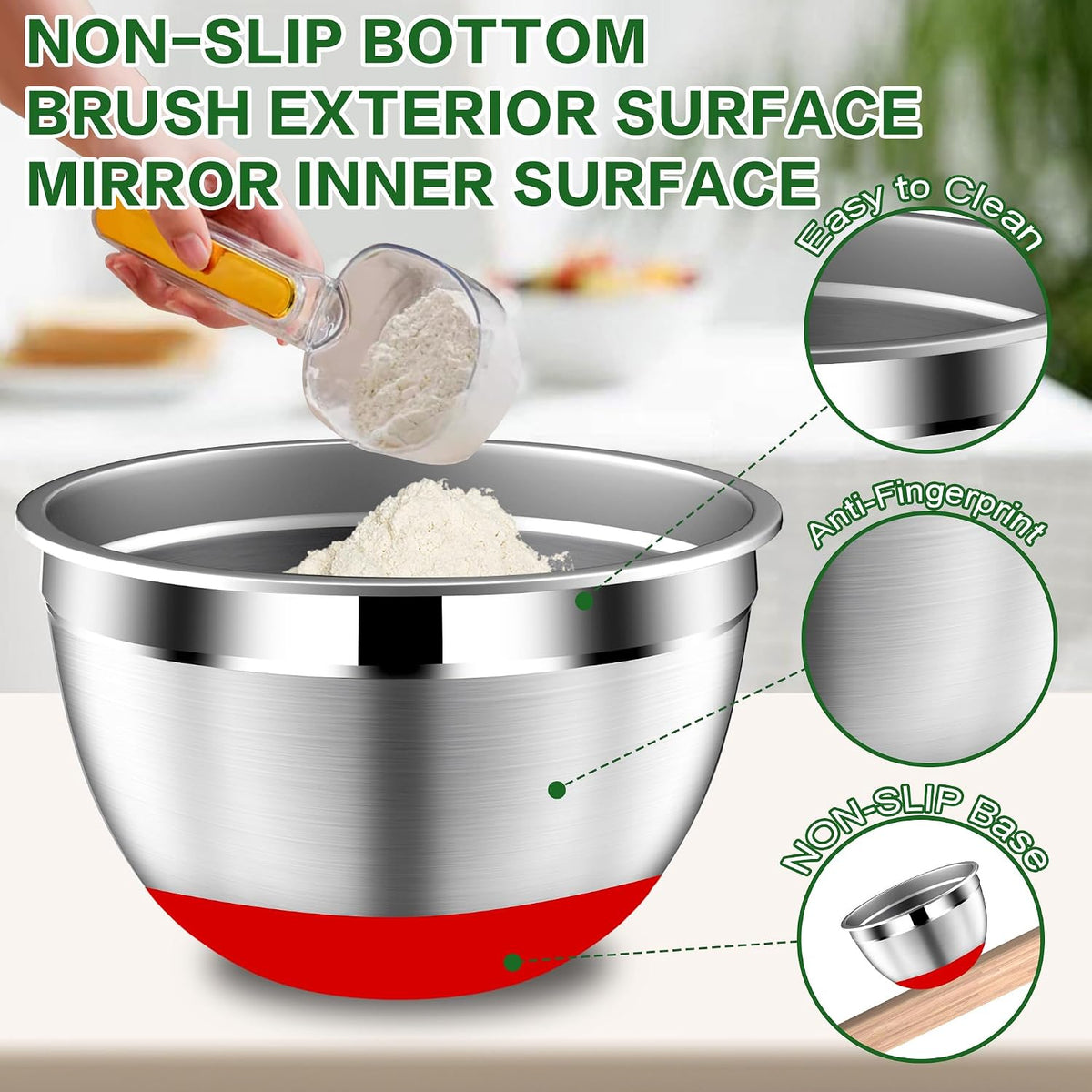 Mixing Bowls with Lids Set, Stainless Steel Mixing Bowl with Colander