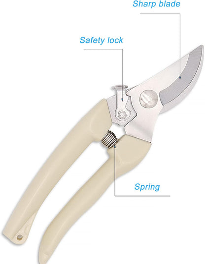 Curve Gardening Scissor with Sharp Stainless Steel Blade Garden Shears for Cutting Flowers Trimming Plants of Yard Florist Flower Rose Herb Hedge Bonsai and Fruits Picking (Black Handle)