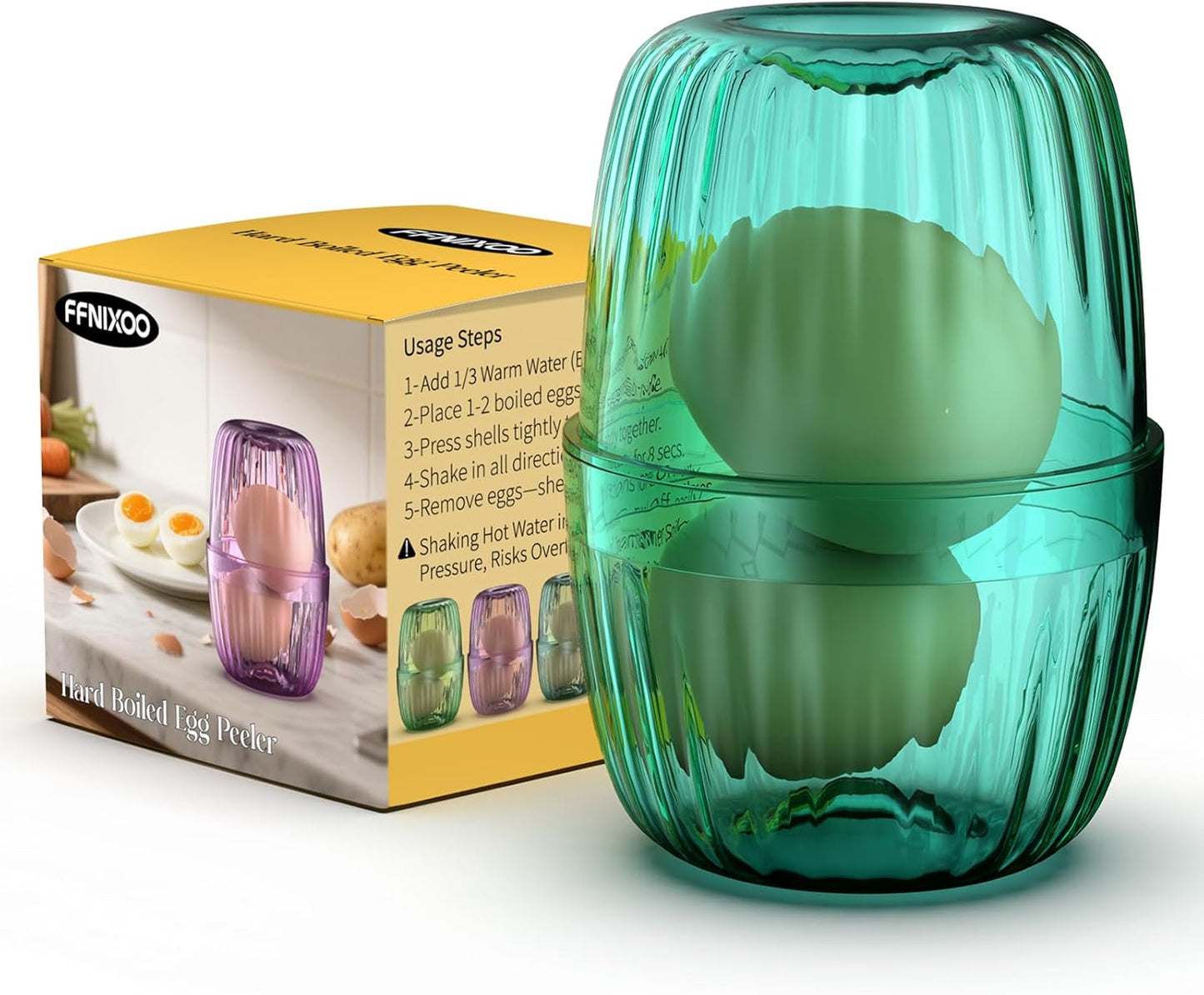 Hard Boiled Egg Peeler Upgraded | Peel 1-2 Eggs in 1 Go | Make Deviled Eggs Easier (Purple)