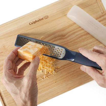 Prime Stainless Steel Handheld Grater Lemon Zester W/Cover & Rubber Handle - Taupe