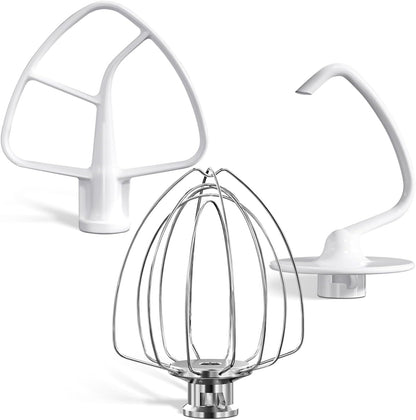 Stand Mixers Accessories 3-Piece Including K45WW Wire Whip & K45DH Dough Hook & K45B Flat Beater fit for Kitchenaid 4.5-5QT Tilt-Head Stand Mixers