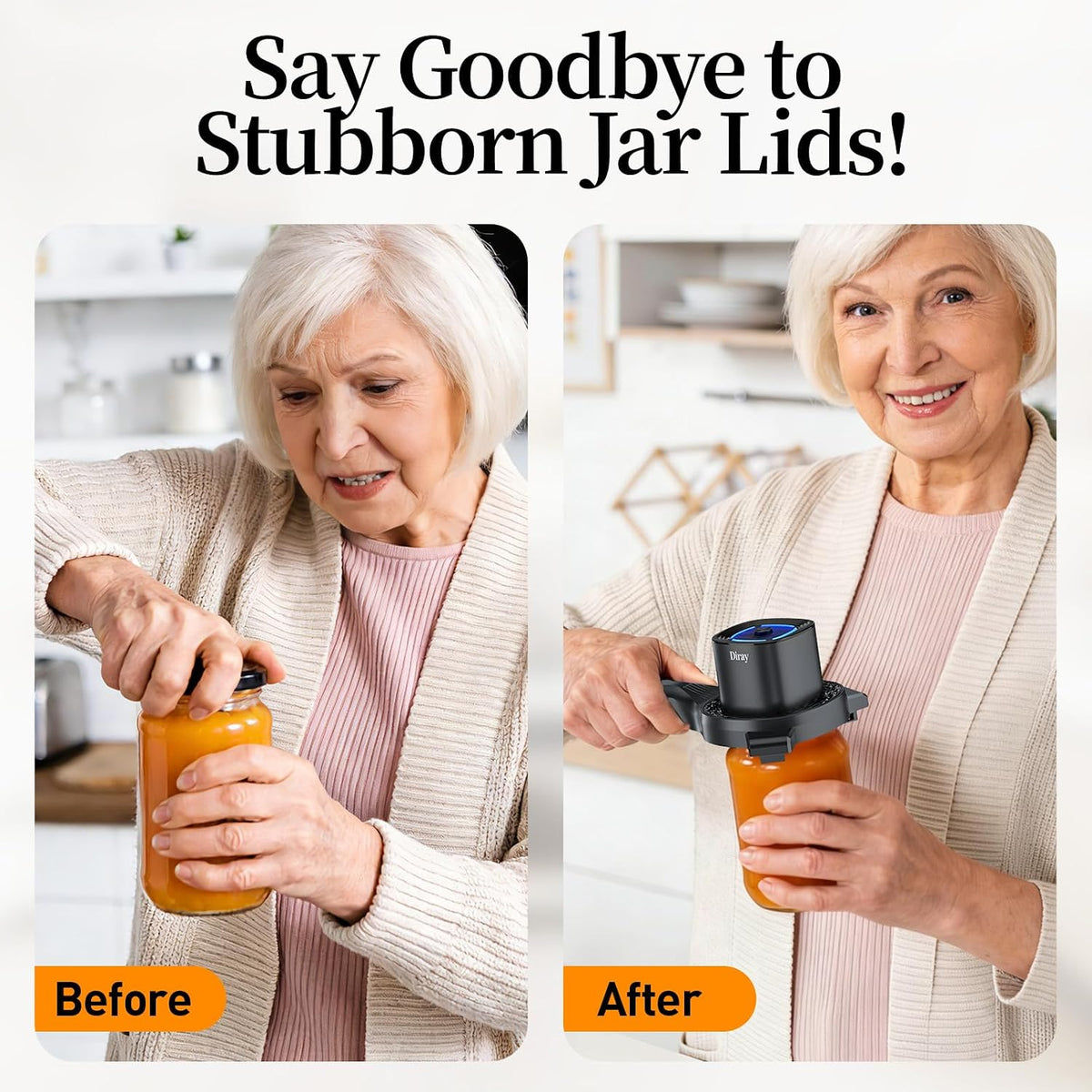 2-in-1 Electric Jar & Bottle Opener, Power-Clamp Auto Lock & Manual Twist, Smooth Mechanical Feel, Durable Tool for Arthritis Sufferers & Elderly, Free Anti-Slip Gripper Pad