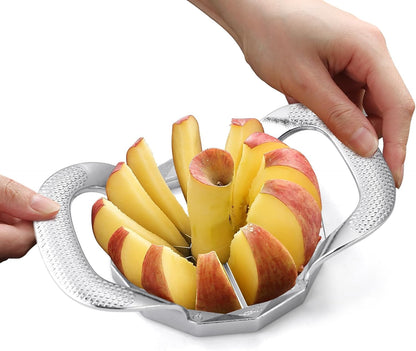 Apple Slicer, HEAVY DUTY Apple Corer, 12-Blade Stainless Steel Apple Cutter Divider Pitter ，Sturdy and Sharp Durable Integrated Design for Apple, Potato, Onion and More