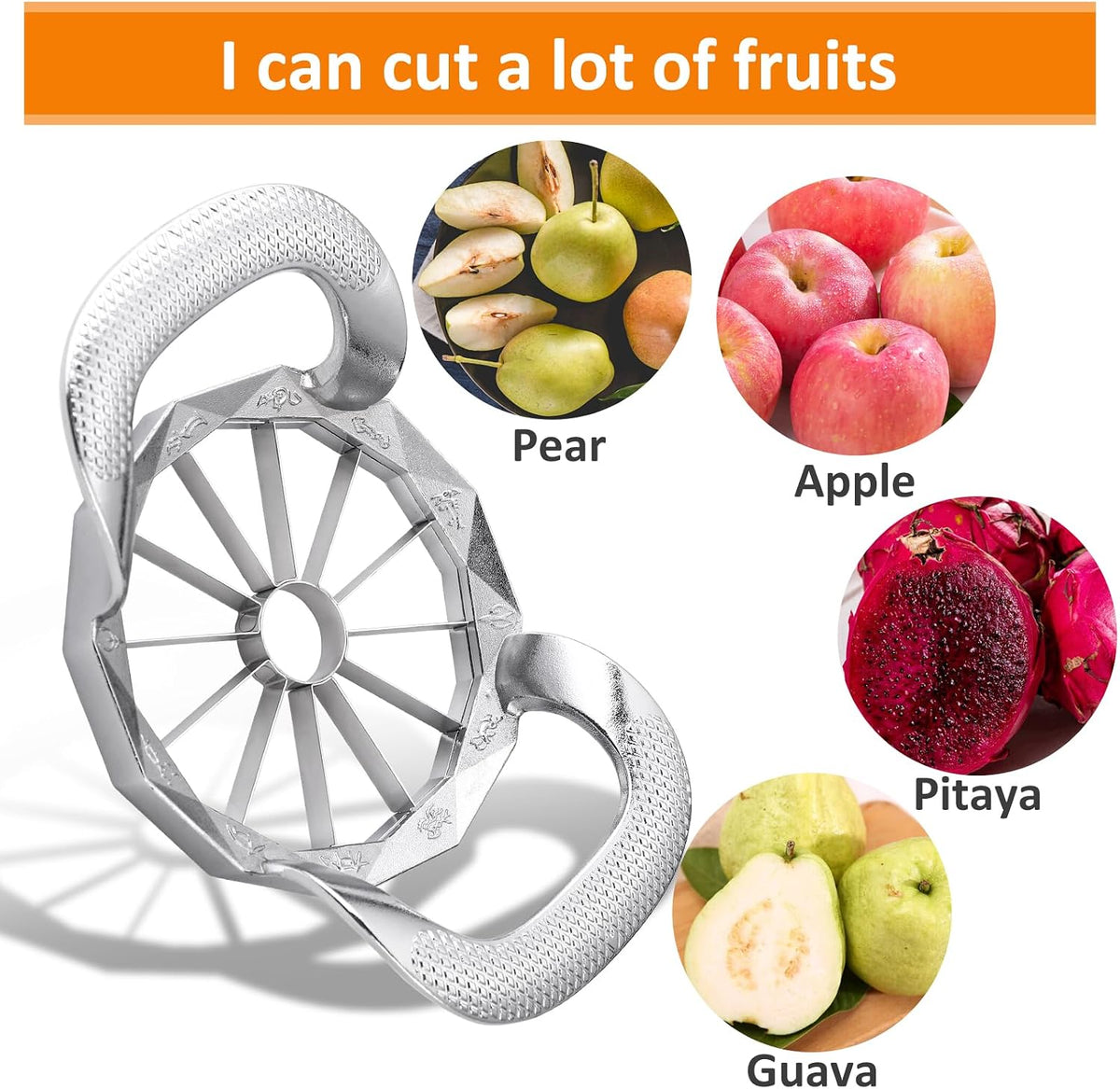 Apple Slicer, HEAVY DUTY Apple Corer, 12-Blade Stainless Steel Apple Cutter Divider Pitter ，Sturdy and Sharp Durable Integrated Design for Apple, Potato, Onion and More
