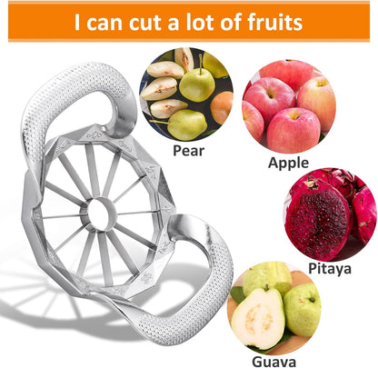 Apple Slicer, HEAVY DUTY Apple Corer, 12-Blade Stainless Steel Apple Cutter Divider Pitter ，Sturdy and Sharp Durable Integrated Design for Apple, Potato, Onion and More