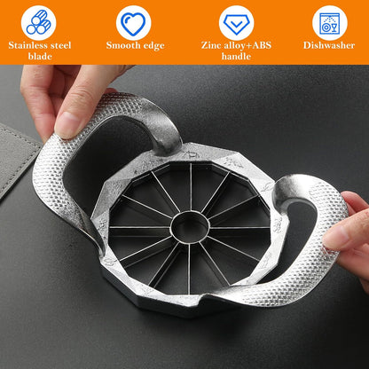 Apple Slicer, HEAVY DUTY Apple Corer, 12-Blade Stainless Steel Apple Cutter Divider Pitter ，Sturdy and Sharp Durable Integrated Design for Apple, Potato, Onion and More