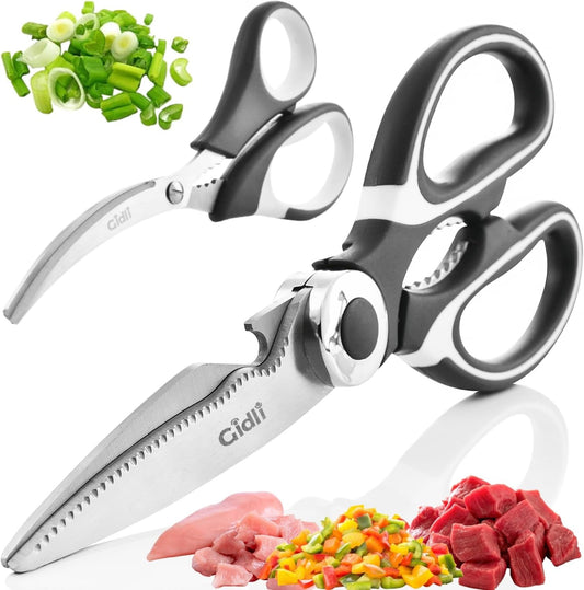 Kitchen Shears - Liftime Replacement Warranty* - Includes Seafood Scissors As a Bonus - Heavy Duty Utility Stainless Steel All Purpose Ultra Sharp Scissors for Food/Cooking