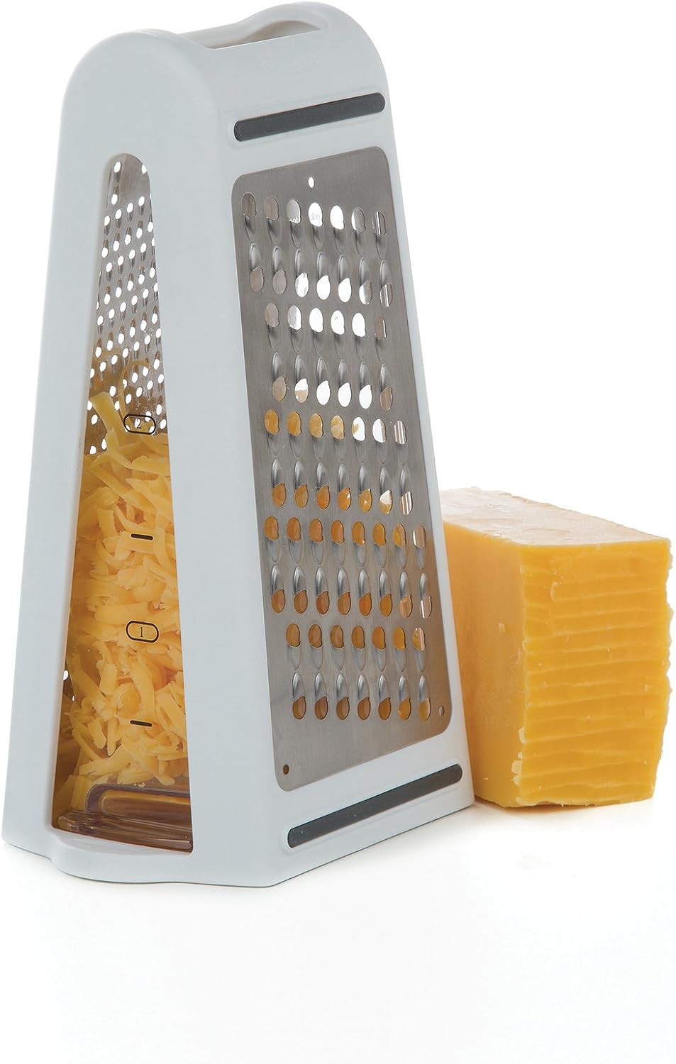 PrepSolutions 2-Way Grate & Measure Fine and Medium Grater, 2-Cup Capacity | Multi-Function Grater for Shredding, Slicing, And Measuring with Built-In Measurement Container, Dishwasher Safe