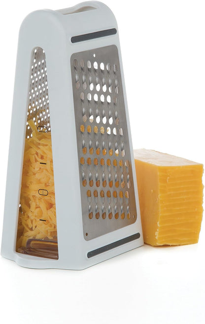 PrepSolutions 2-Way Grate & Measure Fine and Medium Grater, 2-Cup Capacity | Multi-Function Grater for Shredding, Slicing, And Measuring with Built-In Measurement Container, Dishwasher Safe